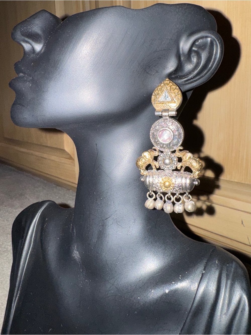 Gold-Tone Filigree Drop Earrings with Pearl Dangles - Women Jewelry